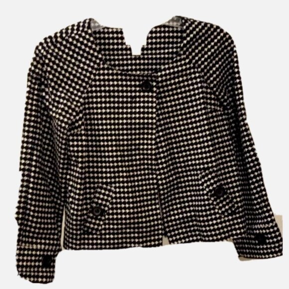 Ann Taylor LOFT Women’s Blazer Petite XXS Black White Check Cropped NWOT Career - Picture 2 of 11
